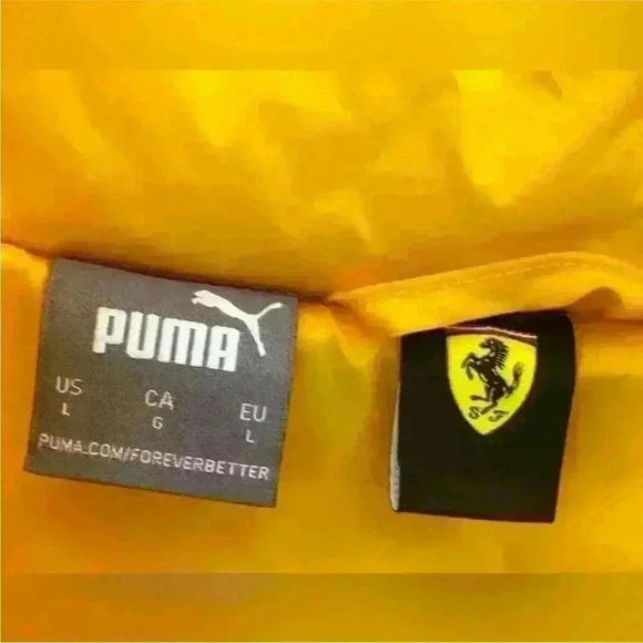 Puma X Scuderia Ferrari Yellow/Black Lightweight Padded Race Jacket Large NWOT! - Picture 15 of 16